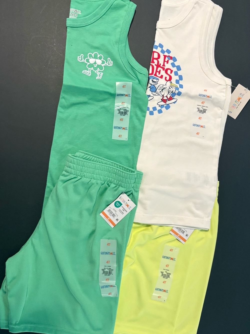 Garanimals Green, White, Yellow Kids Matching Tank & Shorts Set